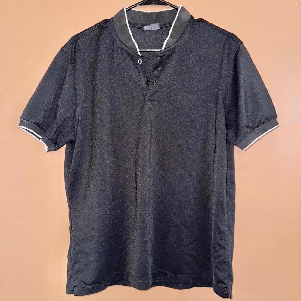 MNG Man Short Sleeve Polo Tee T-Shirt Black - Size Medium